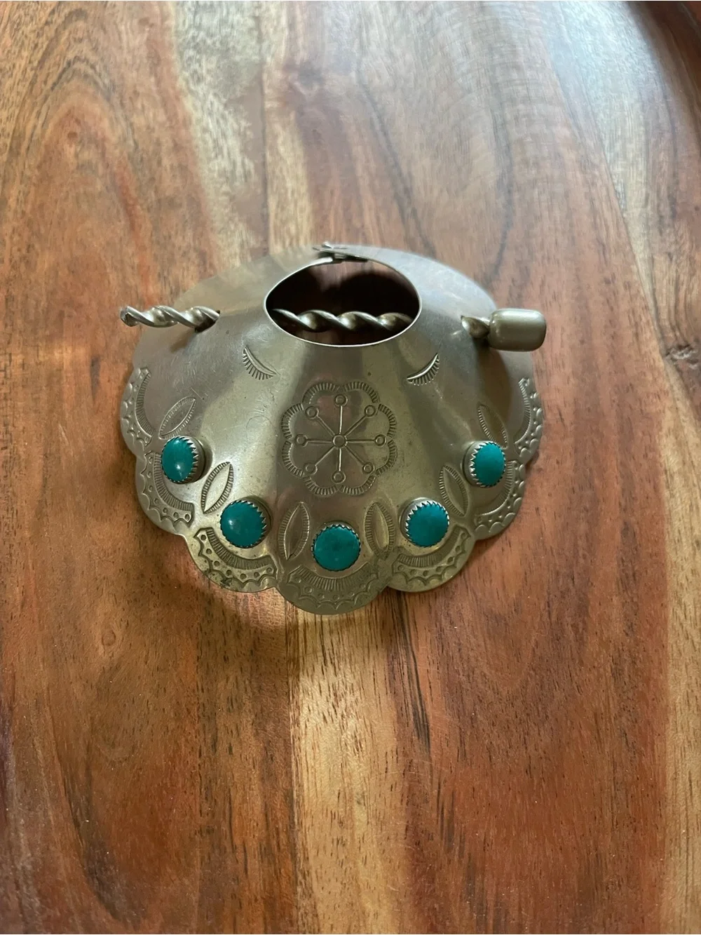 Vintage Native Turquoise Silver Hair Pony Accessory